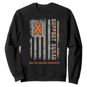 MS Support Squad Sweatshirt Orange Ribbon Multiple Sclerosis Awareness USA Flag TS10 Black Print Your Wear