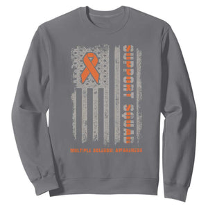 MS Support Squad Sweatshirt Orange Ribbon Multiple Sclerosis Awareness USA Flag TS10 Charcoal Print Your Wear
