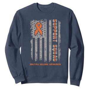 MS Support Squad Sweatshirt Orange Ribbon Multiple Sclerosis Awareness USA Flag TS10 Navy Print Your Wear