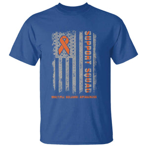 MS Support Squad T Shirt - Orange Ribbon Multiple Sclerosis Awareness USA Flag Tee TS10 Royal Blue Print Your Wear