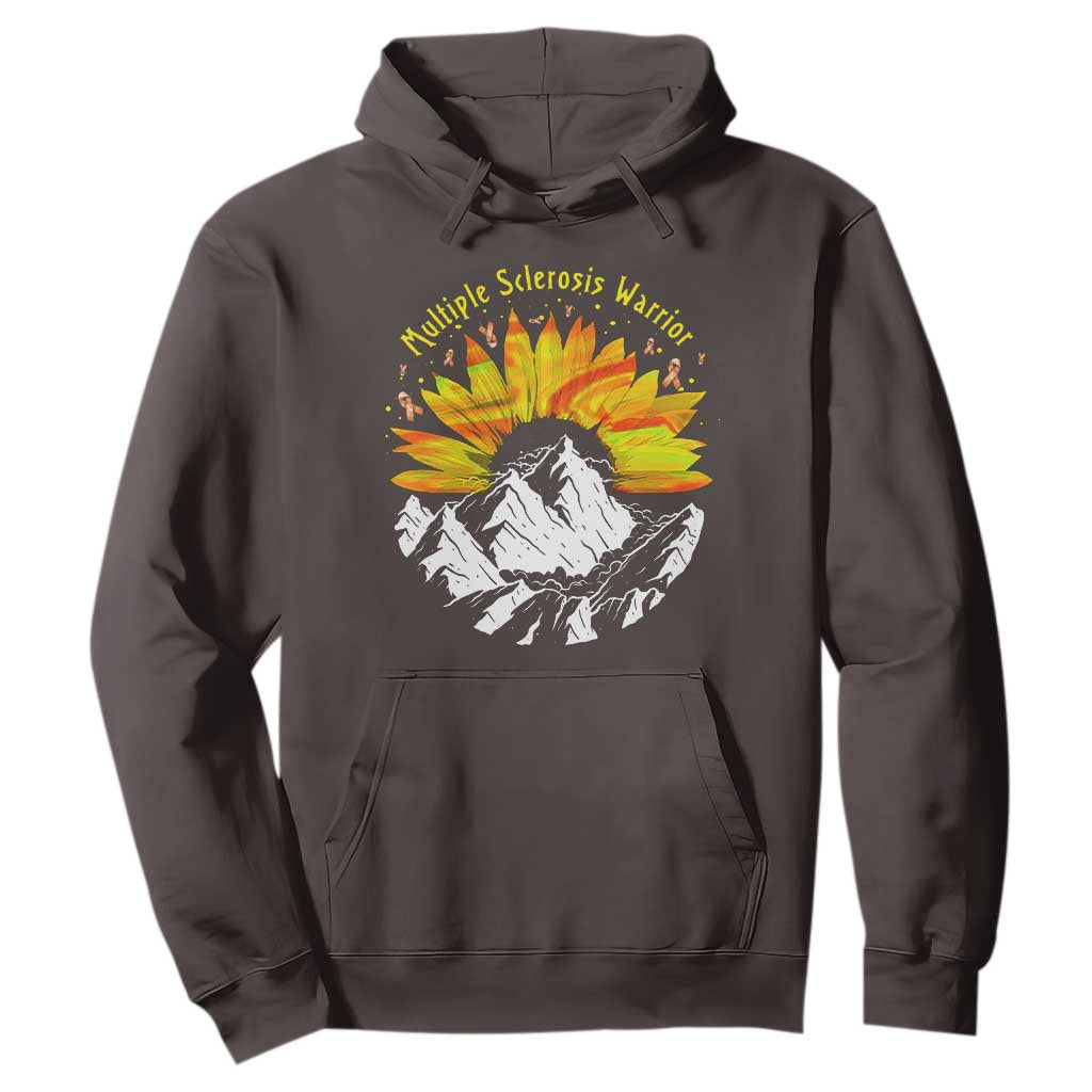 MS Warrior Hoodie Orange Ribbon Sunflower Multiple Sclerosis Awareness TS10 Dark Chocolate Print Your Wear