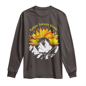 MS Warrior Long Sleeve Shirt Orange Ribbon Sunflower Multiple Sclerosis Awareness TS10 Dark Chocolate Print Your Wear