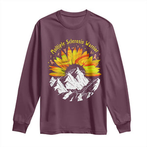 MS Warrior Long Sleeve Shirt Orange Ribbon Sunflower Multiple Sclerosis Awareness TS10 Maroon Print Your Wear