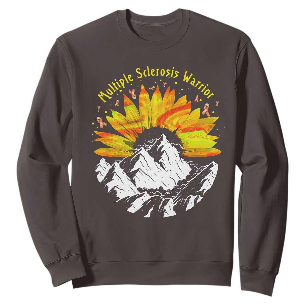 MS Warrior Sweatshirt Orange Ribbon Sunflower Multiple Sclerosis Awareness TS10 Dark Chocolate Print Your Wear