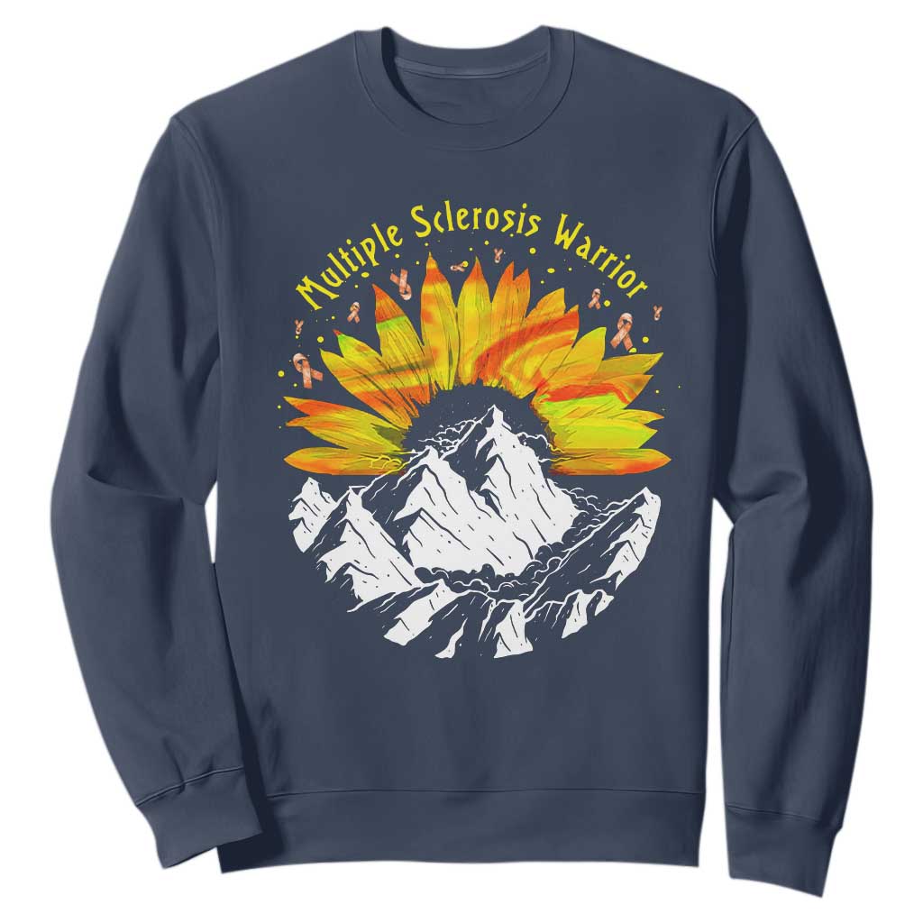MS Warrior Sweatshirt Orange Ribbon Sunflower Multiple Sclerosis Awareness TS10 Navy Print Your Wear