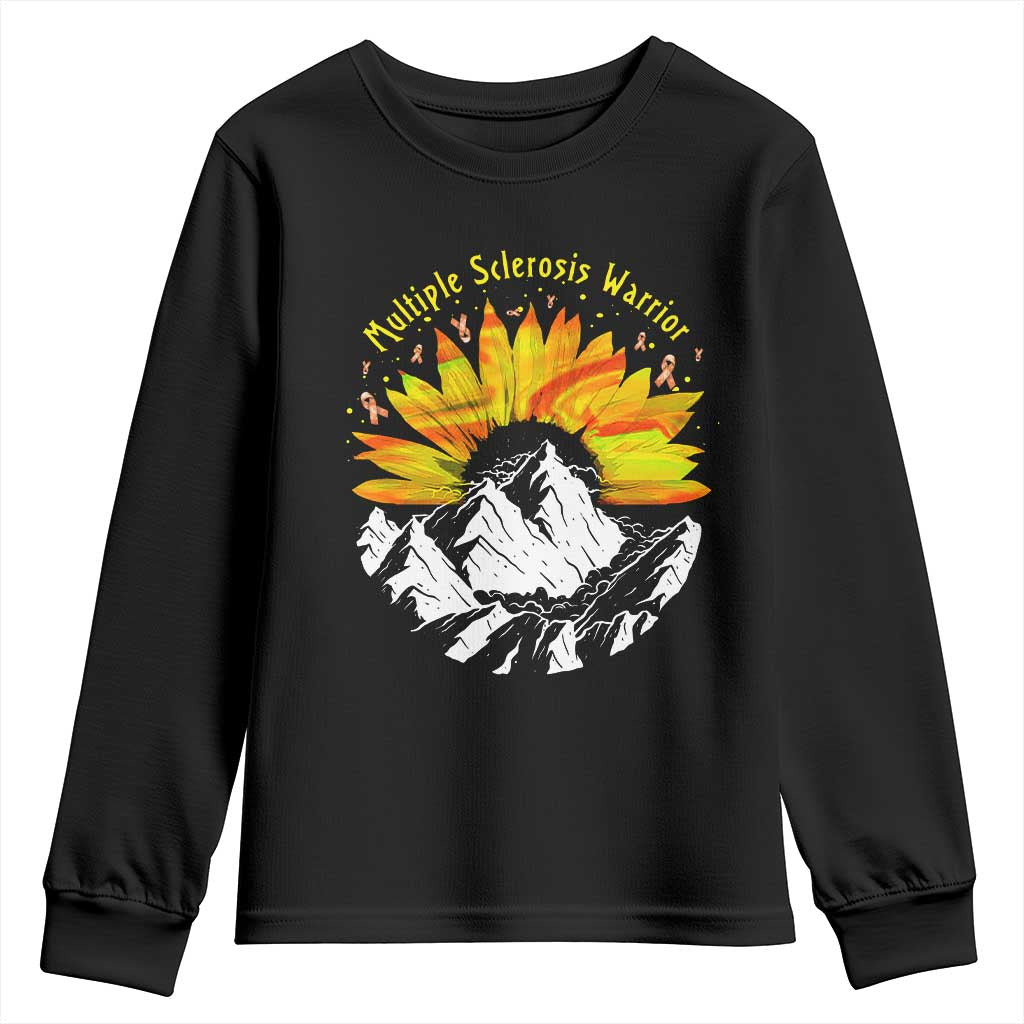 MS Warrior Youth Sweatshirt Orange Ribbon Sunflower Multiple Sclerosis Awareness TS10 Black Print Your Wear