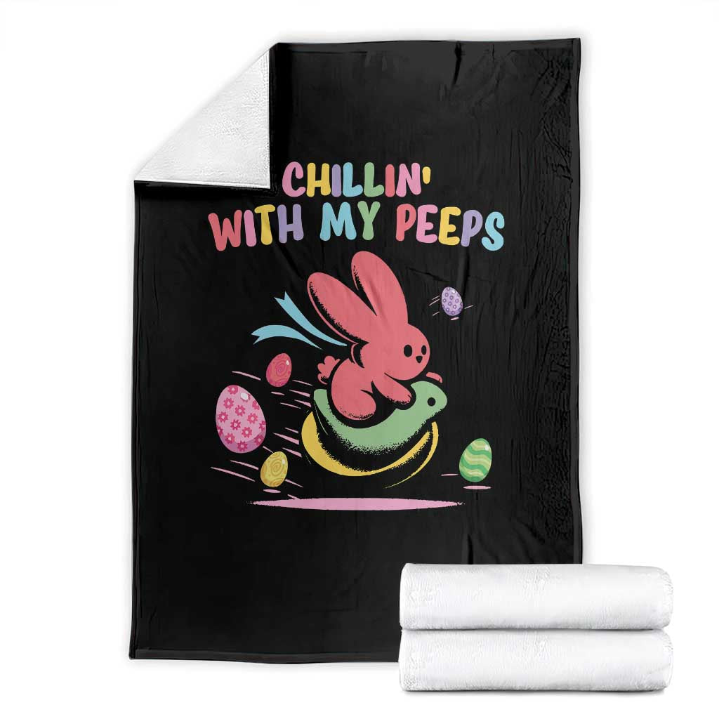 Easter Day Throw Blanket Chillin With My Peeps Bunnies TS10 Black Print Your Wear
