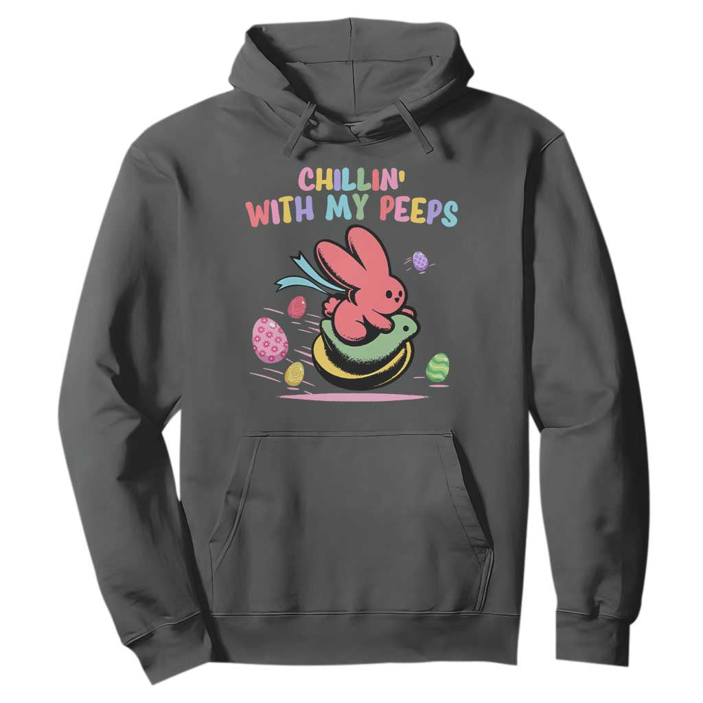 Easter Day Hoodie Chillin With My Peeps Bunnies TS10 Dark Heather Print Your Wear