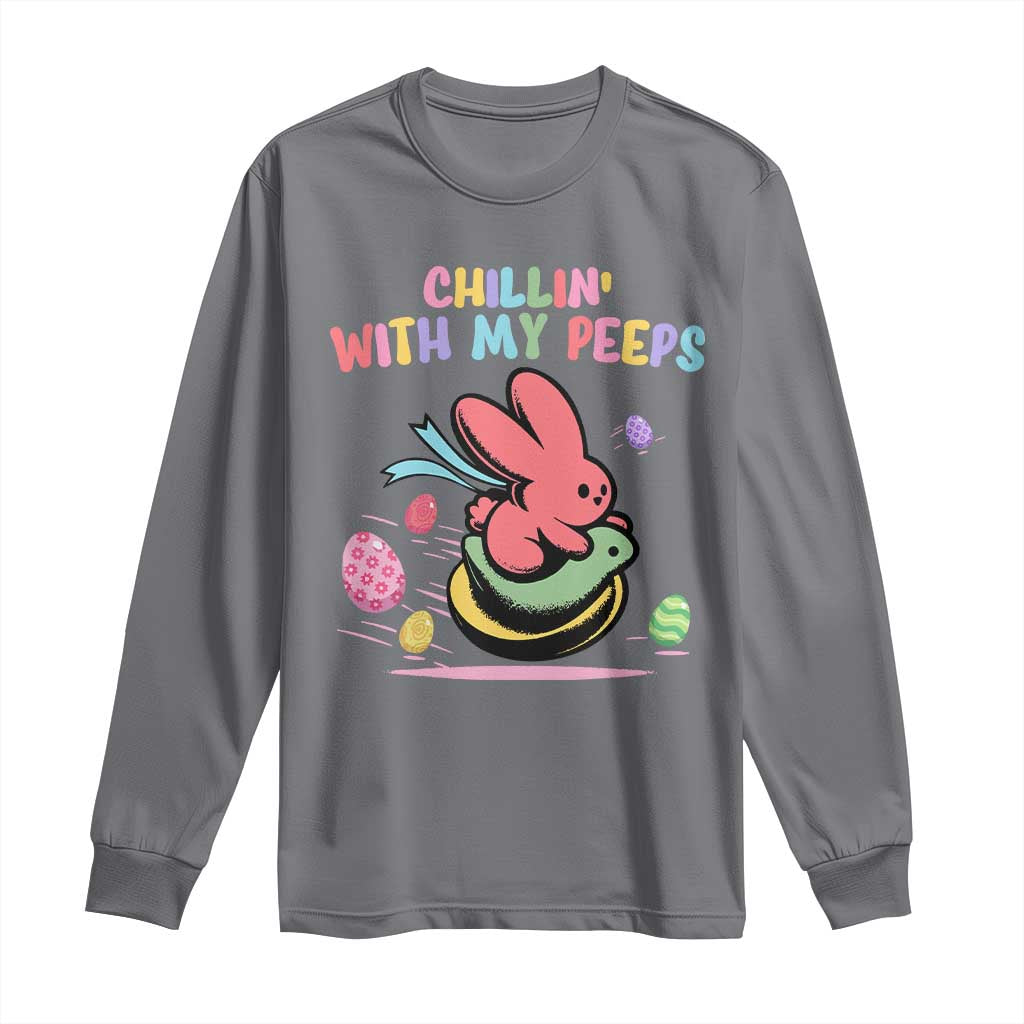 Easter Day Long Sleeve Shirt Chillin With My Peeps Bunnies TS10 Charcoal Print Your Wear