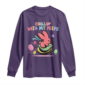Easter Day Long Sleeve Shirt Chillin With My Peeps Bunnies TS10 Purple Print Your Wear