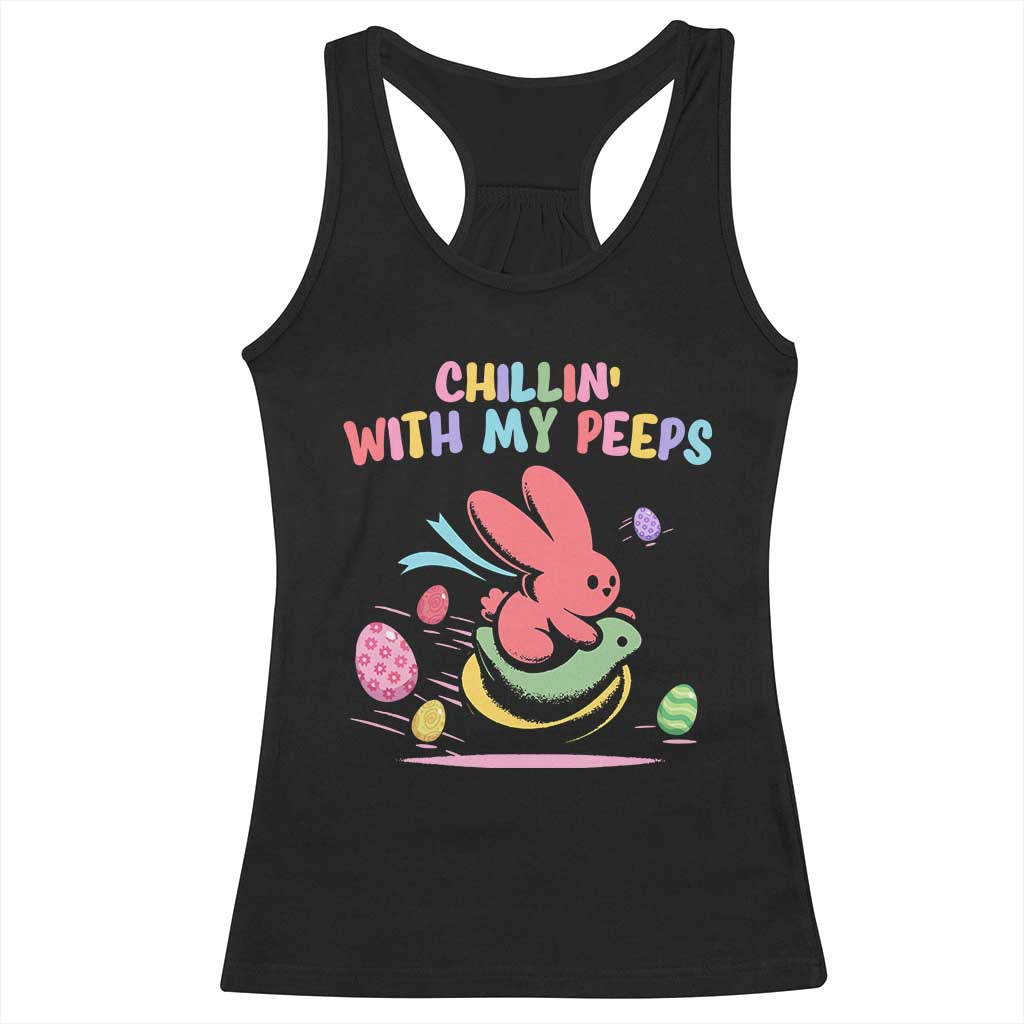 Easter Day Racerback Tank Top Chillin With My Peeps Bunnies TS10 Black Print Your Wear