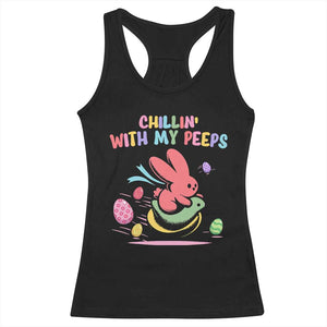 Easter Day Racerback Tank Top Chillin With My Peeps Bunnies TS10 Black Print Your Wear