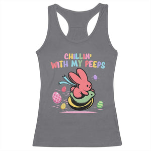 Easter Day Racerback Tank Top Chillin With My Peeps Bunnies TS10 Charcoal Print Your Wear