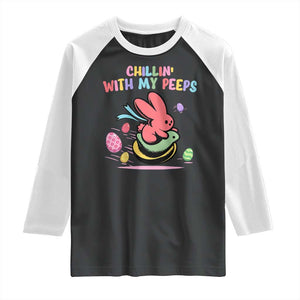 Easter Day Raglan Shirt Chillin With My Peeps Bunnies TS10 Black White Print Your Wear