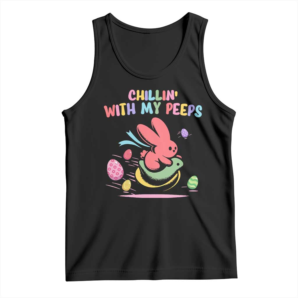 Easter Day Tank Top Chillin With My Peeps Bunnies TS10 Black Print Your Wear