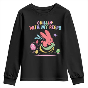 Easter Day Youth Sweatshirt Chillin With My Peeps Bunnies TS10 Black Print Your Wear