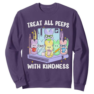 Teachers Easter Sweatshirt Treat All Peeps With Kindness TS10 Purple Print Your Wear