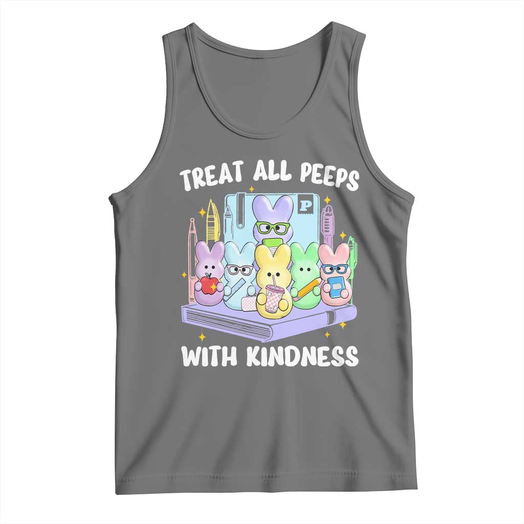 Teachers Easter Tank Top Treat All Peeps With Kindness TS10 Black Heather Print Your Wear