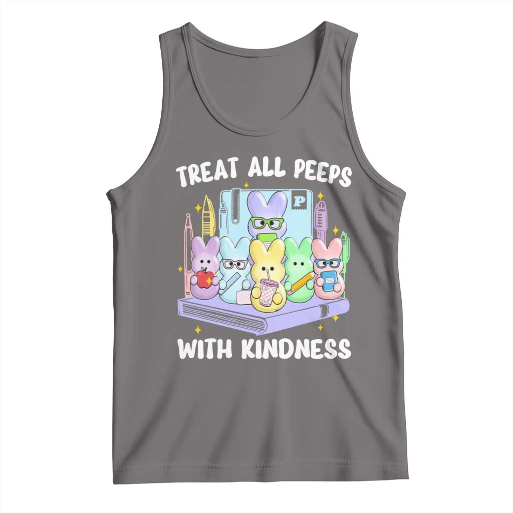 Teachers Easter Tank Top Treat All Peeps With Kindness TS10 Deep Heather Print Your Wear