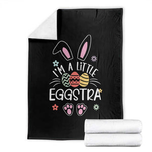 Funny Easter Throw Blanket Im A Little Eggstra Bunny Cute Kids Toddler TS10 Black Print Your Wear