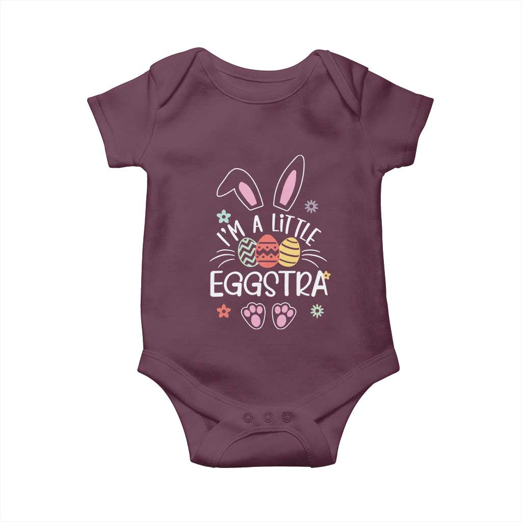Funny Easter Baby Onesie Im A Little Eggstra Bunny Cute Kids Toddler TS10 Maroon Print Your Wear