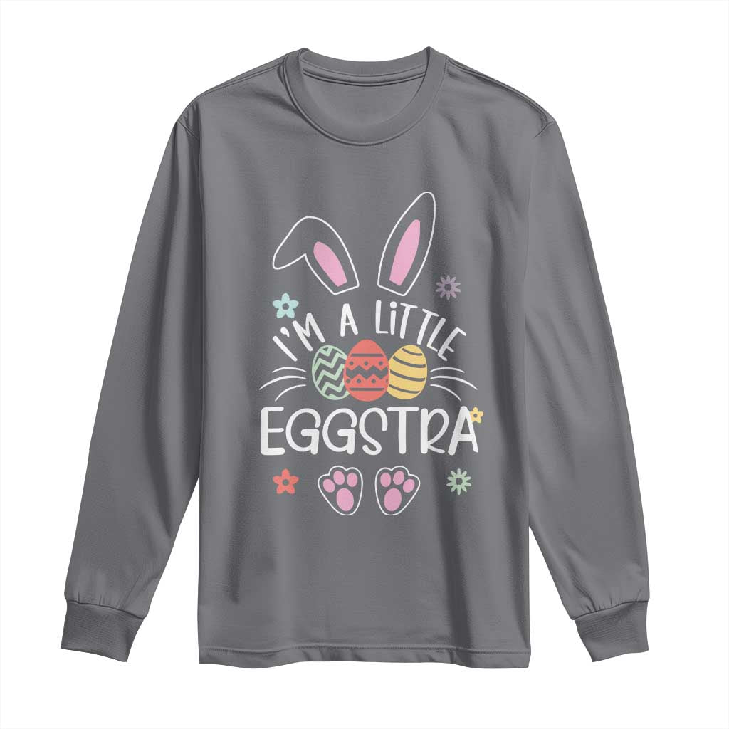 Funny Easter Long Sleeve Shirt Im A Little Eggstra Bunny Cute Kids Toddler TS10 Charcoal Print Your Wear