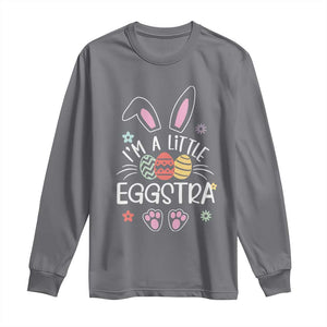 Funny Easter Long Sleeve Shirt Im A Little Eggstra Bunny Cute Kids Toddler TS10 Charcoal Print Your Wear