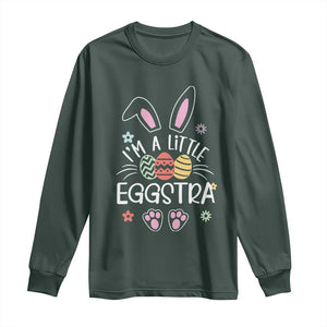 Funny Easter Long Sleeve Shirt Im A Little Eggstra Bunny Cute Kids Toddler TS10 Dark Forest Green Print Your Wear