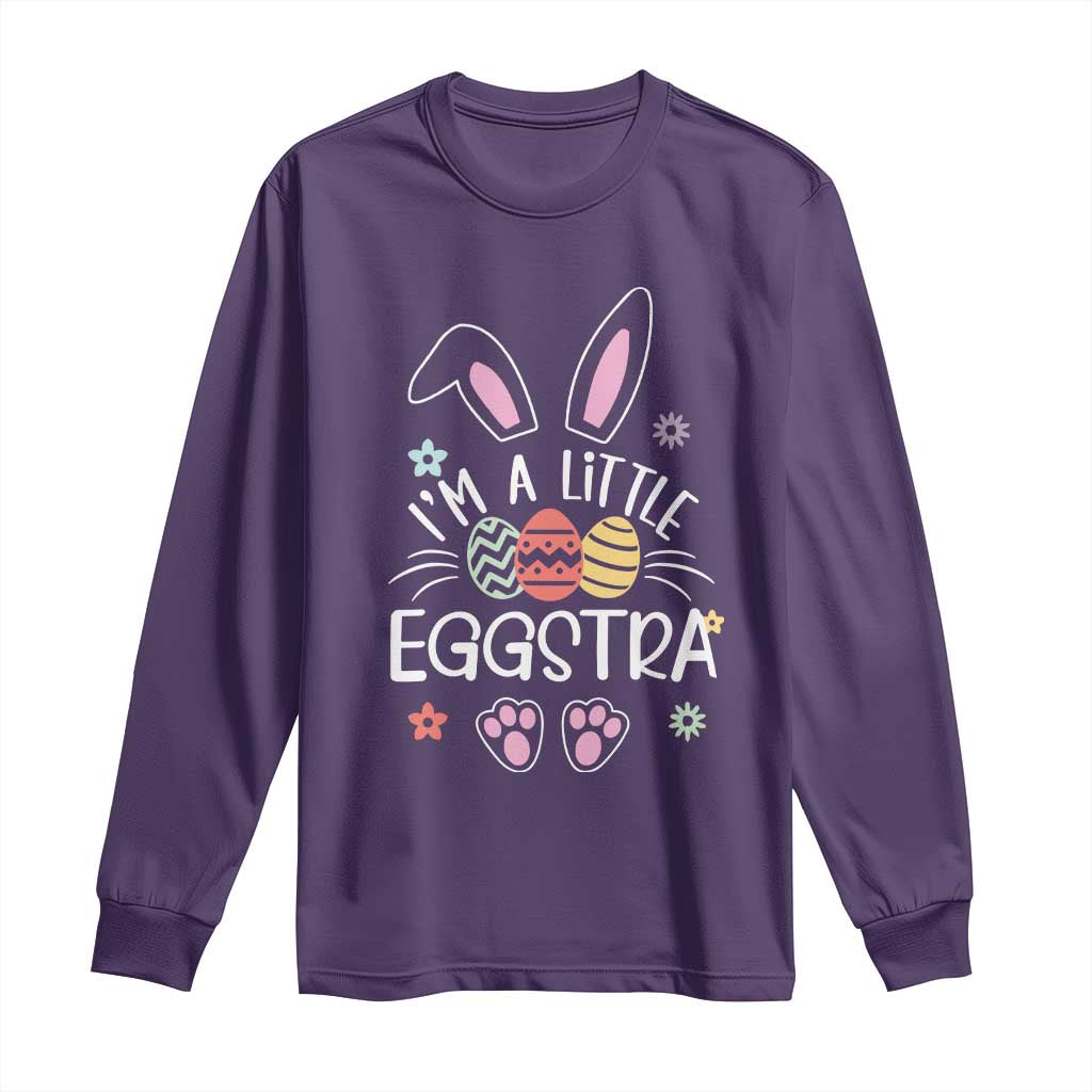 Funny Easter Long Sleeve Shirt Im A Little Eggstra Bunny Cute Kids Toddler TS10 Purple Print Your Wear