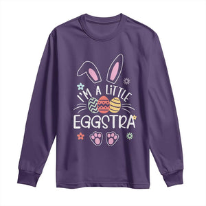 Funny Easter Long Sleeve Shirt Im A Little Eggstra Bunny Cute Kids Toddler TS10 Purple Print Your Wear