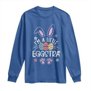 Funny Easter Long Sleeve Shirt Im A Little Eggstra Bunny Cute Kids Toddler TS10 Royal Blue Print Your Wear