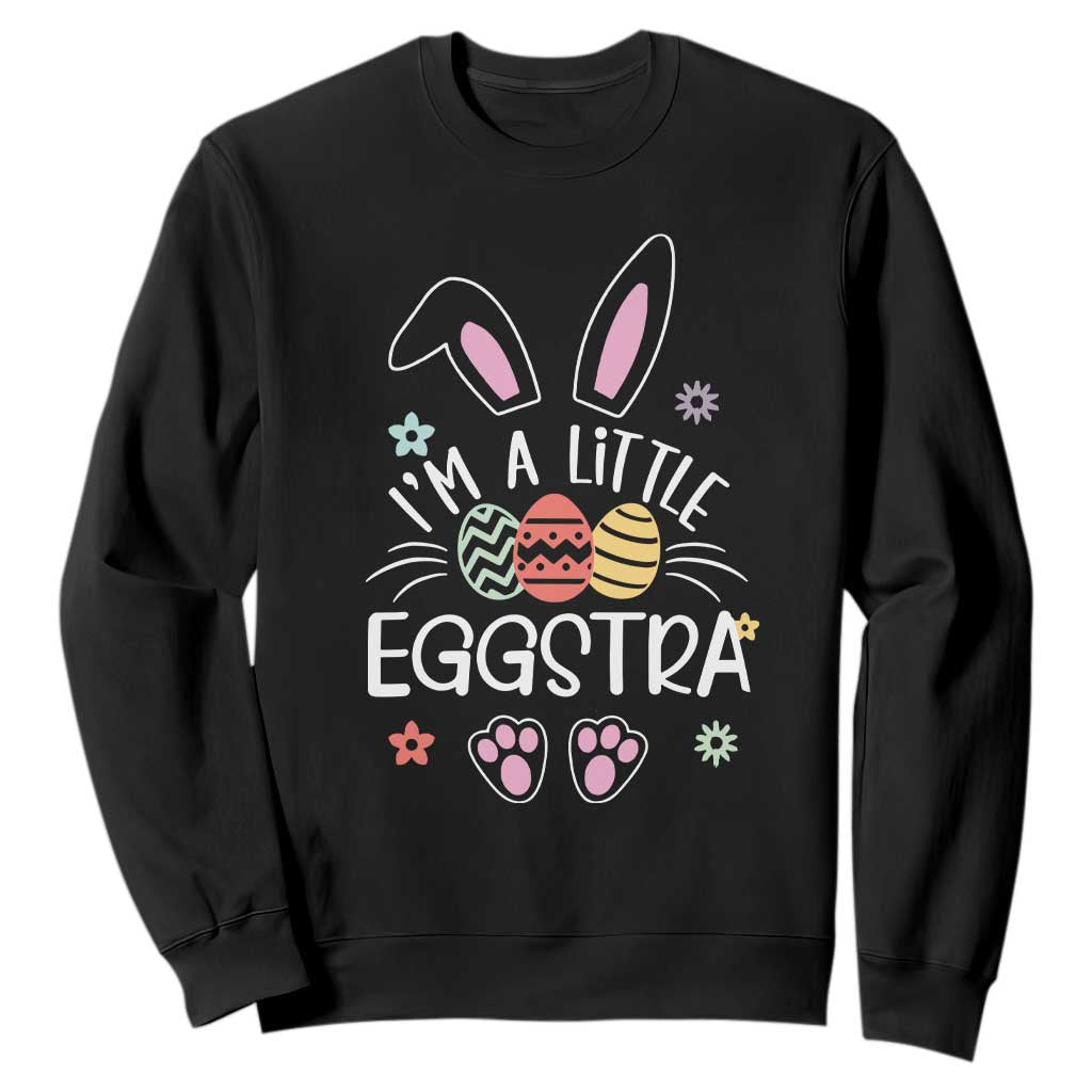 Funny Easter Sweatshirt Im A Little Eggstra Bunny Cute Kids Toddler TS10 Black Print Your Wear