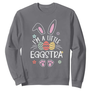 Funny Easter Sweatshirt Im A Little Eggstra Bunny Cute Kids Toddler TS10 Charcoal Print Your Wear