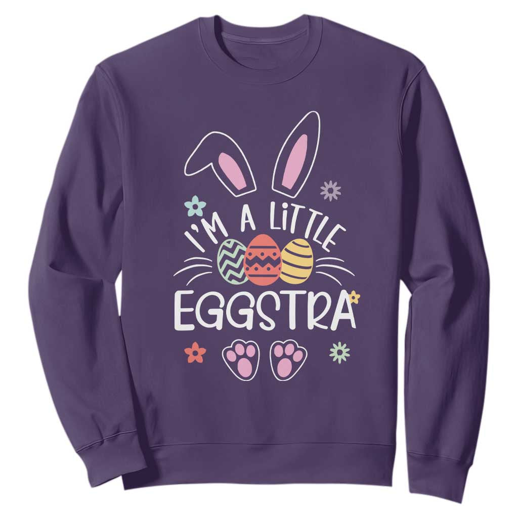 Funny Easter Sweatshirt Im A Little Eggstra Bunny Cute Kids Toddler TS10 Purple Print Your Wear