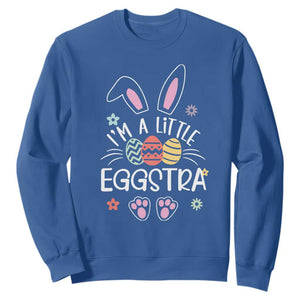 Funny Easter Sweatshirt Im A Little Eggstra Bunny Cute Kids Toddler TS10 Royal Blue Print Your Wear