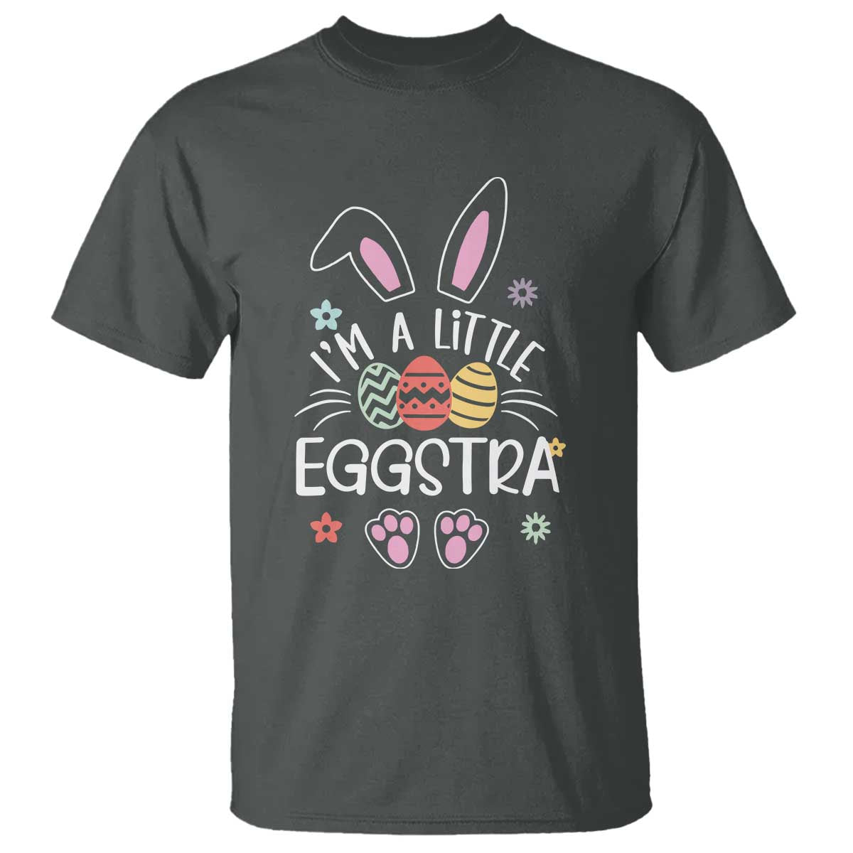 Funny Easter T Shirt Im A Little Eggstra Bunny Cute Kids Toddler TS10 Dark Heather Print Your Wear