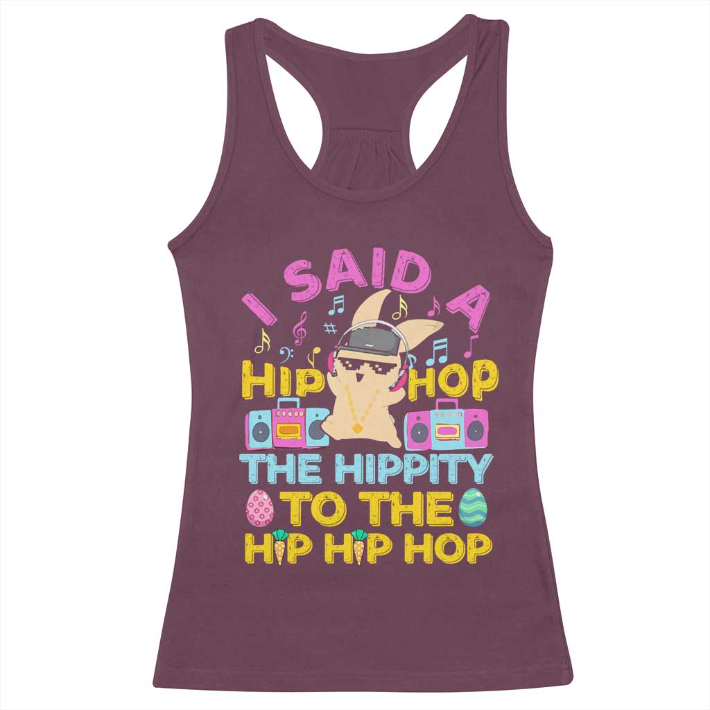 Funny Hip Hop Hippity Easter Bunny Racerback Tank Top TS10 Maroon Print Your Wear