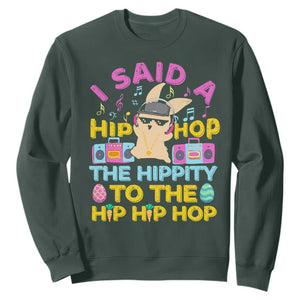 Funny Hip Hop Hippity Easter Bunny Sweatshirt TS10 Dark Forest Green Print Your Wear
