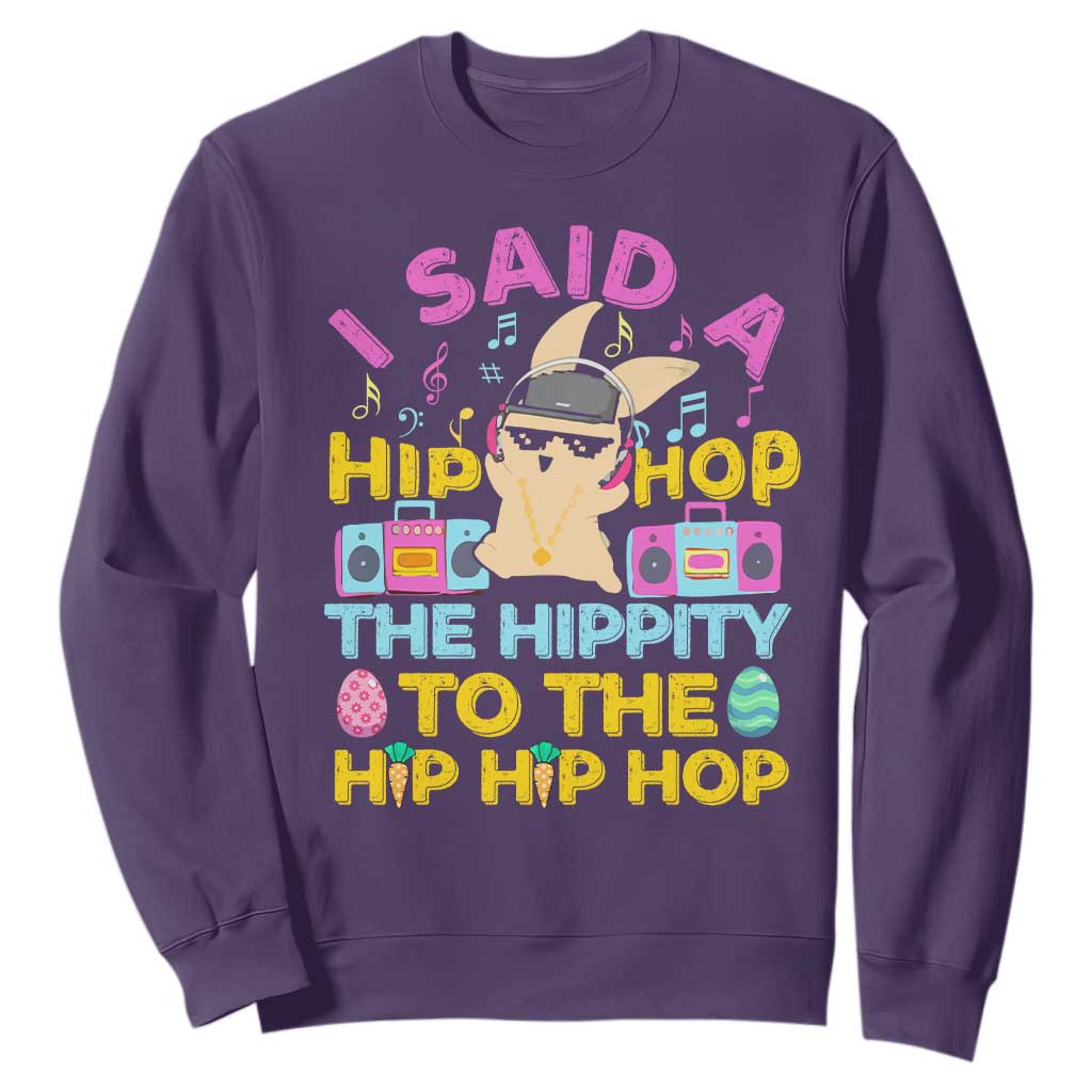 Funny Hip Hop Hippity Easter Bunny Sweatshirt TS10 Purple Print Your Wear