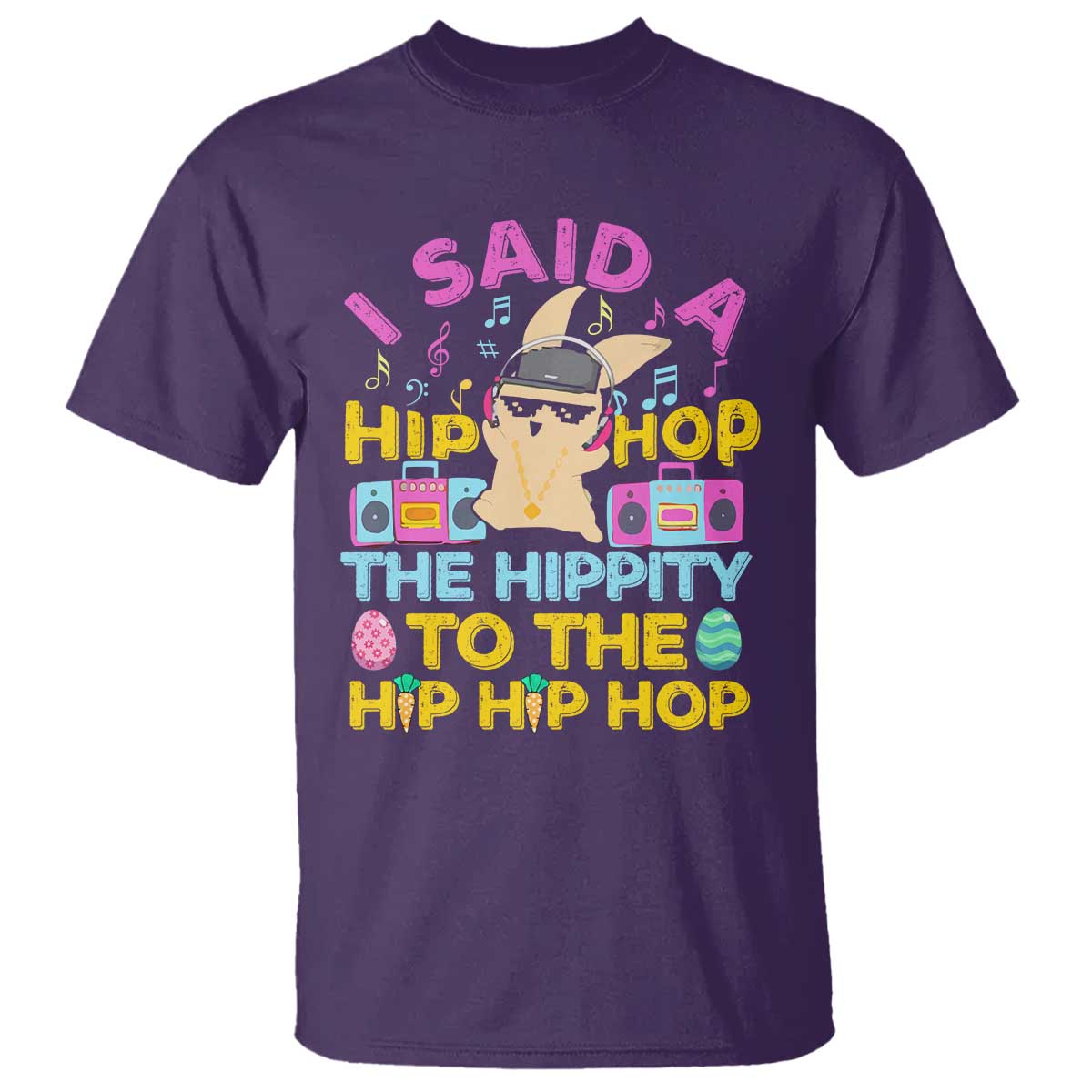 Funny Hip Hop Hippity Easter Bunny T Shirt TS10 Purple Print Your Wear