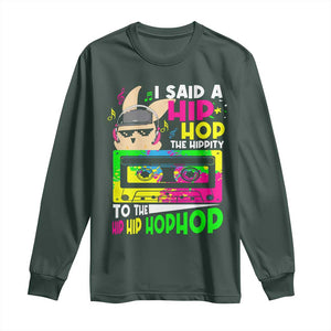 Hip Hop Easter Bunny Long Sleeve Shirt Funny Hippity Cool Rabbit Lovers Toddler TS10 Dark Forest Green Print Your Wear