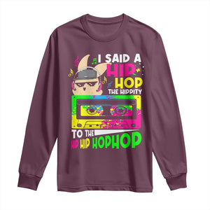 Hip Hop Easter Bunny Long Sleeve Shirt Funny Hippity Cool Rabbit Lovers Toddler TS10 Maroon Print Your Wear