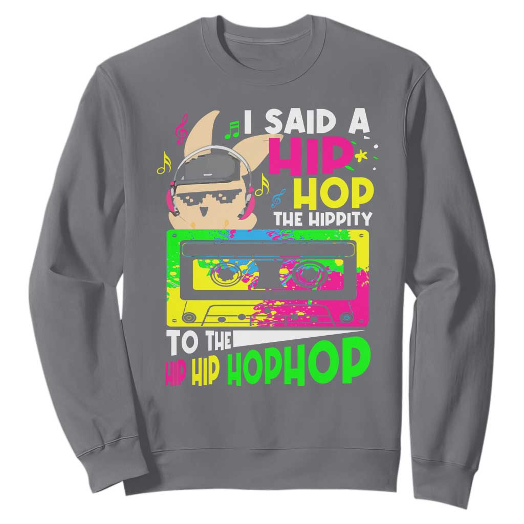Hip Hop Easter Bunny Sweatshirt Funny Hippity Cool Rabbit Lovers Toddler TS10 Charcoal Print Your Wear