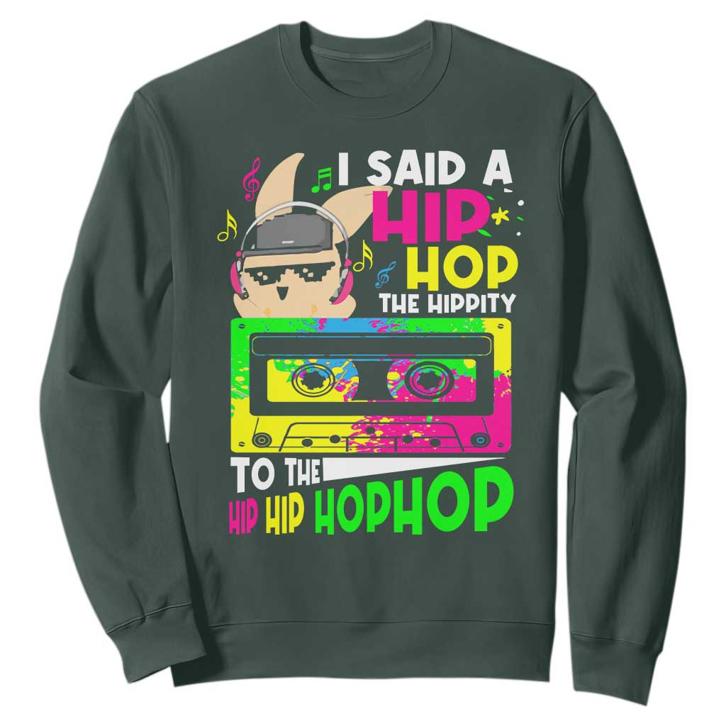 Hip Hop Easter Bunny Sweatshirt Funny Hippity Cool Rabbit Lovers Toddler TS10 Dark Forest Green Print Your Wear