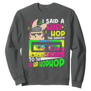Hip Hop Easter Bunny Sweatshirt Funny Hippity Cool Rabbit Lovers Toddler TS10 Dark Heather Print Your Wear