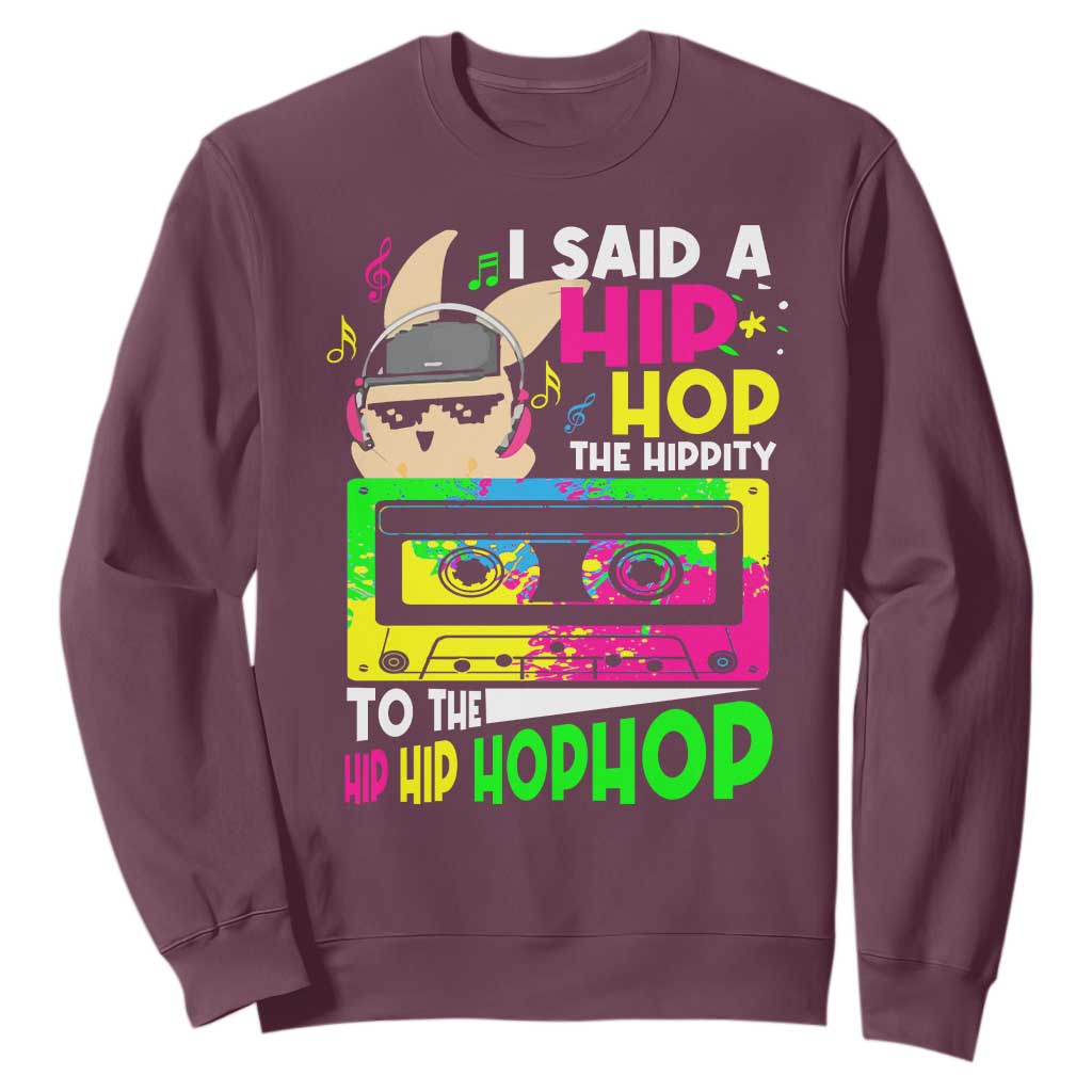 Hip Hop Easter Bunny Sweatshirt Funny Hippity Cool Rabbit Lovers Toddler TS10 Maroon Print Your Wear