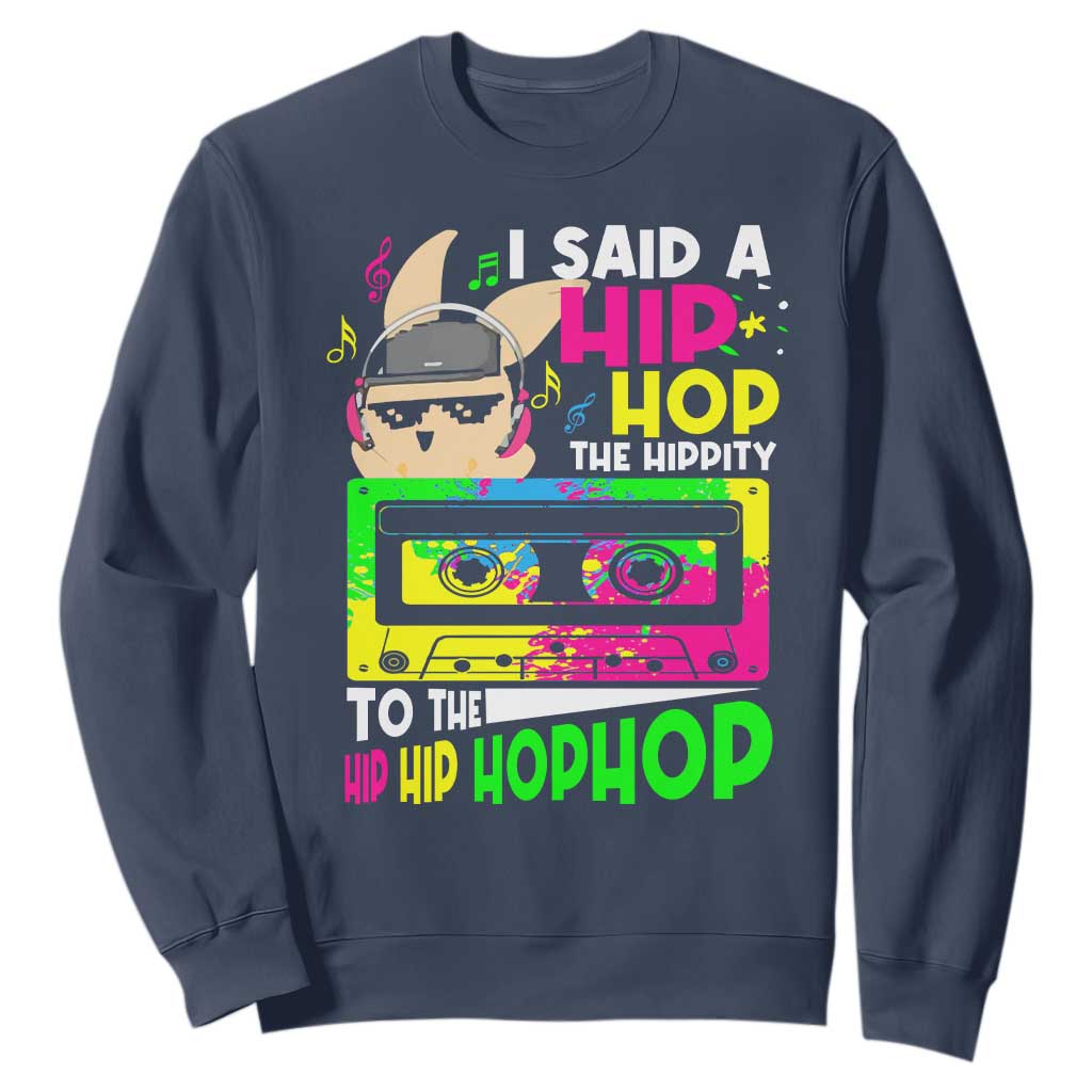 Hip Hop Easter Bunny Sweatshirt Funny Hippity Cool Rabbit Lovers Toddler TS10 Navy Print Your Wear