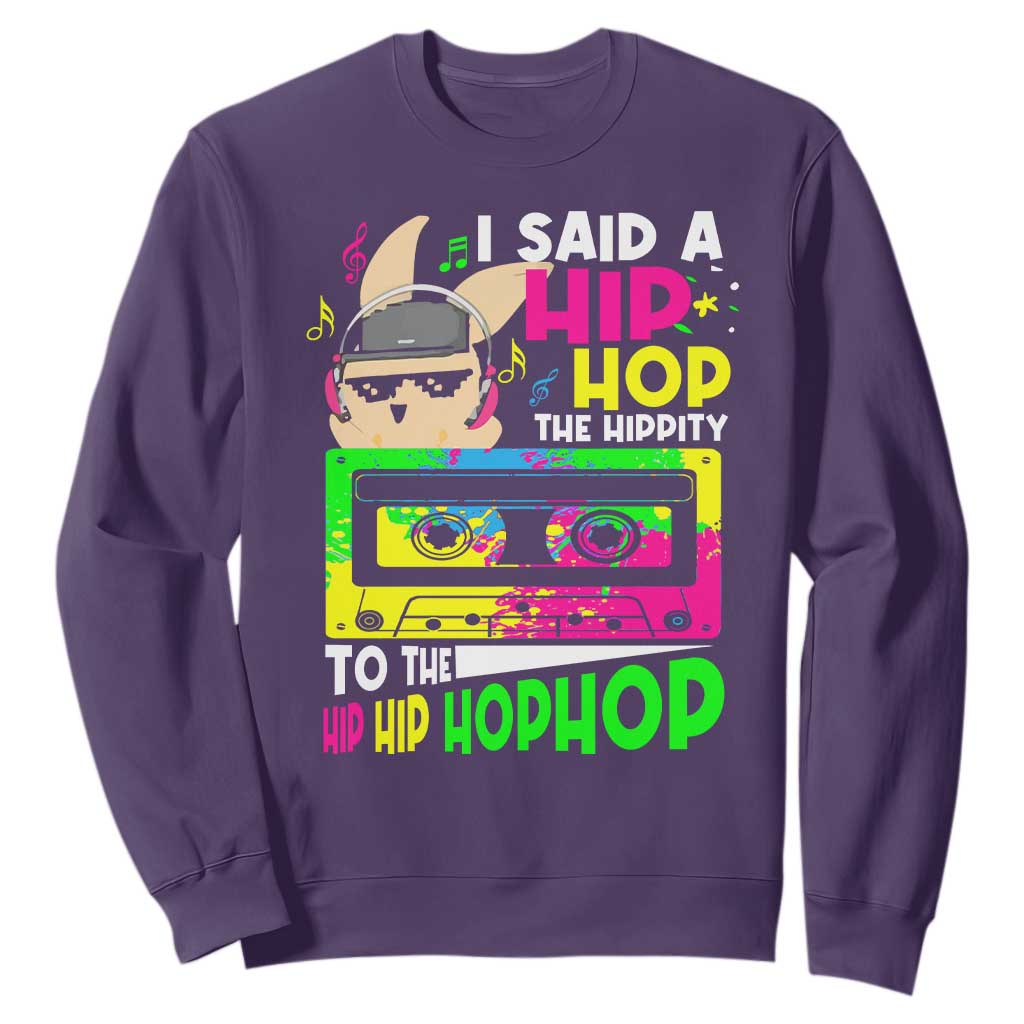 Hip Hop Easter Bunny Sweatshirt Funny Hippity Cool Rabbit Lovers Toddler TS10 Purple Print Your Wear