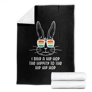 Retro Hip Hop Easter Bunny Throw Blanket Funny Hippity Cool Rabbit Lovers Toddler TS10 Black Print Your Wear