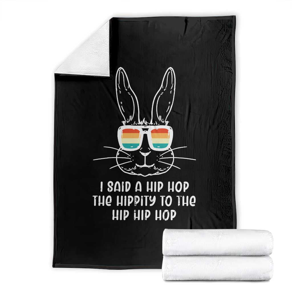 Retro Hip Hop Easter Bunny Throw Blanket Funny Hippity Cool Rabbit Lovers Toddler TS10 Black Print Your Wear